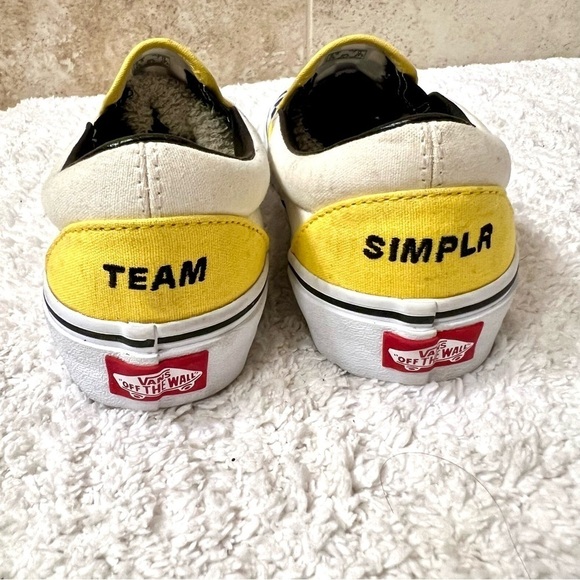 VANS Customs Team Simplr Classic Slip On Blue yellow Checkerboard Rare women’s 7 - Picture 5 of 9